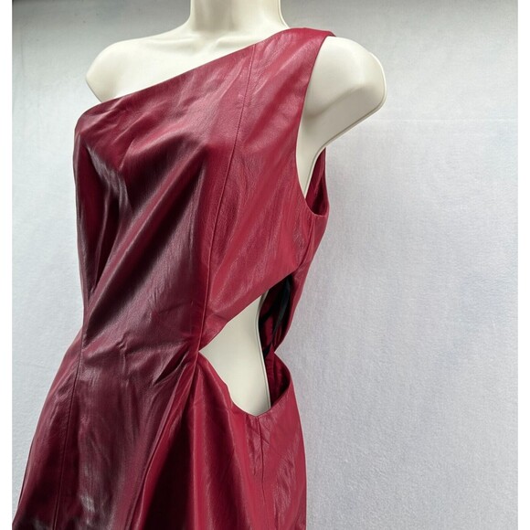 House Of Harlow 1960 Bordeaux Dress Size M Red Vegan Leather Midi Cut Out NWT - Picture 8 of 15